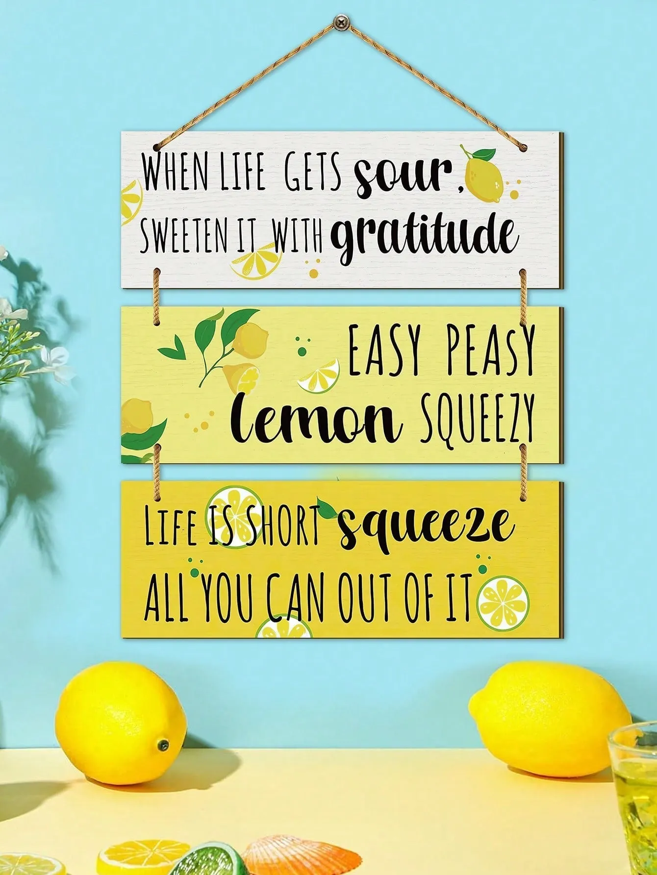 Ensemble de Planche de Cuisine Citron d'té - Décor Rustique de Ferme pour une Ambiance Frache