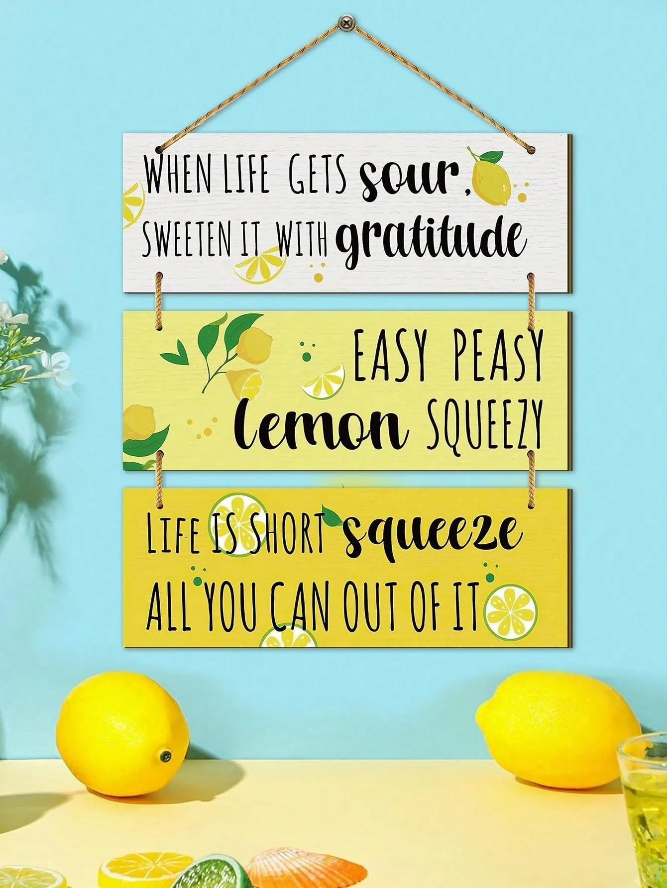 Ensemble de Planche de Cuisine Citron d'té - Décor Rustique de Ferme pour une Ambiance Frache