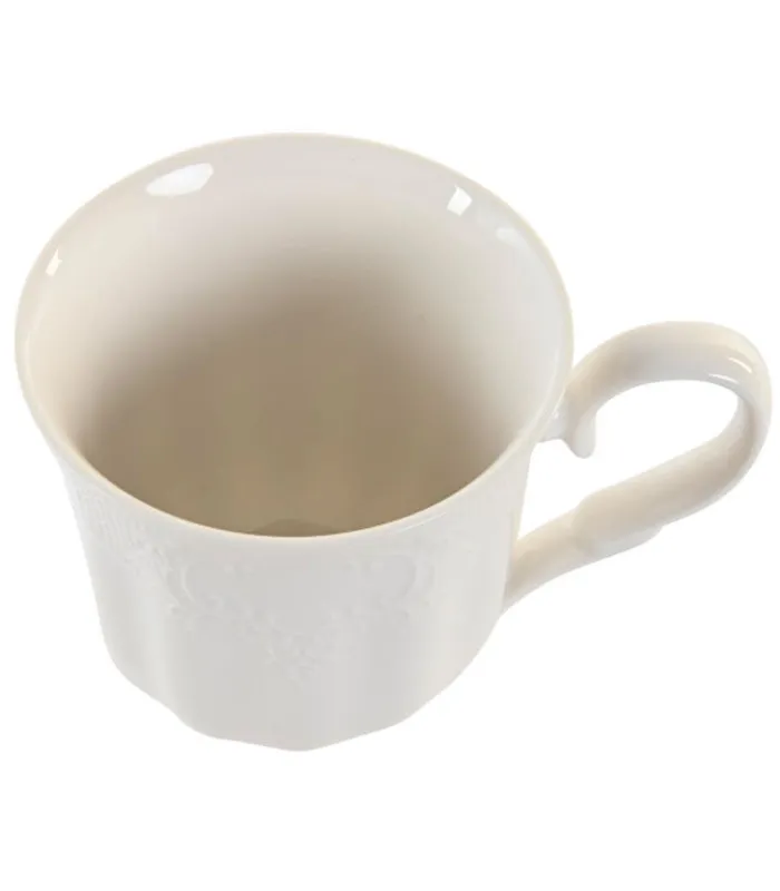 Set de 4 tasses en porcelaine blanche et support bambou 350ml
